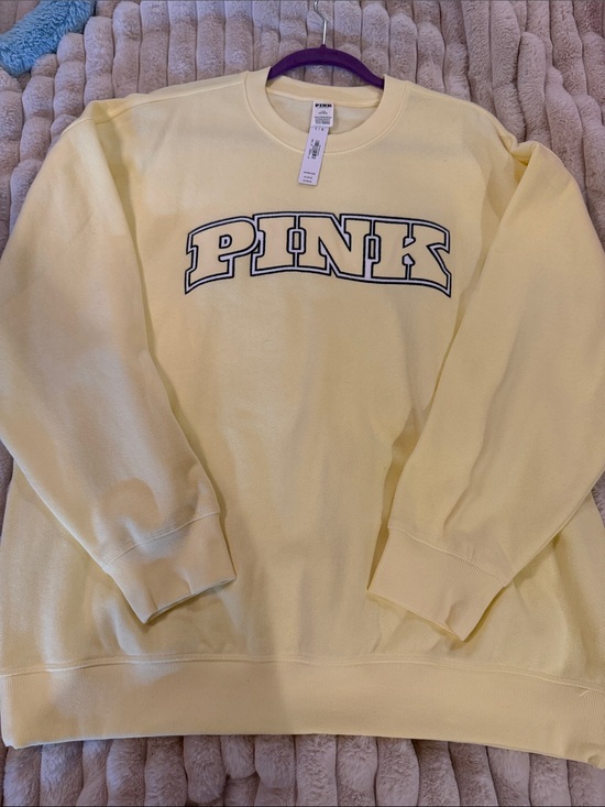 PINK Victoria's Secret Tops - PINK Victoria's Secret Yellow Logo Crewneck Sweatshirt